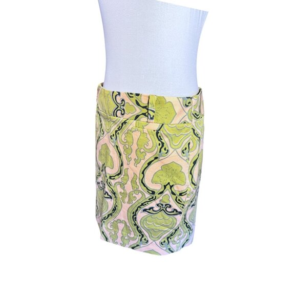 J.Crew Womens Size 4 Green & Pink Brocade Mini Skirt With Side Zipper - Picture 3 of 8